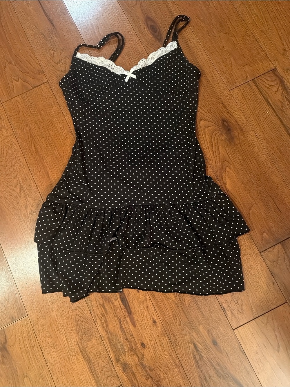 EDIKTED Black Polka Dot Ruffle Strap Dress for Girls